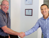 From l: Gary Casper, Comtest product specialist; Nick Cole, AFL regional sales manager. 